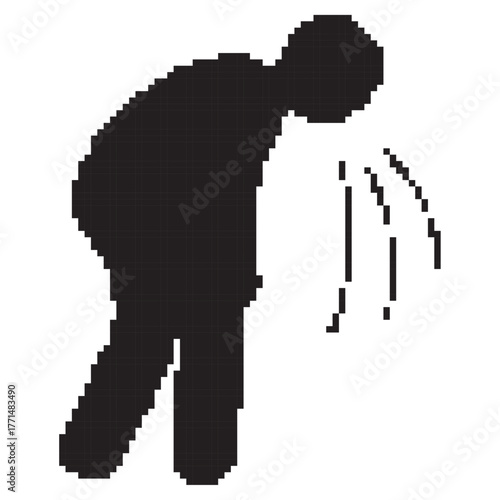 vomit pixel icon, 8-bit. Vector illustration on a white background.