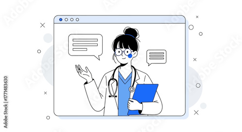 Online Doctor Consultation Telemedicine Illustration for Healthcare and Medical Support