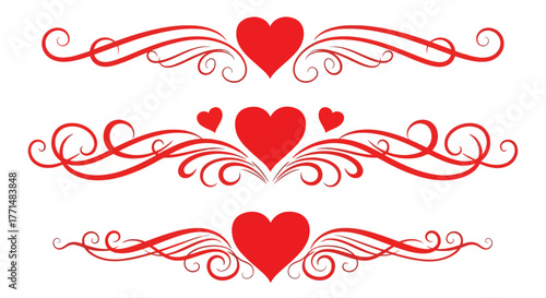 Elegant Heart Ornaments Decorative Scroll Dividers for Love-Themed Designs