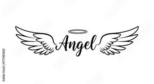 Angel wings logo illustration Celestial design element for spiritual concepts and decorative use
