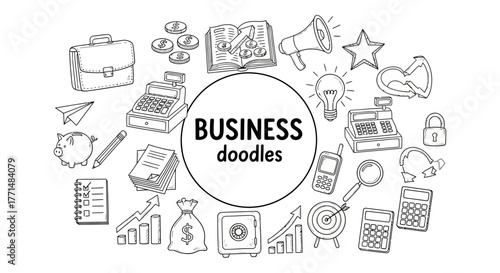 Business Doodles Hand-Drawn Vector Icons for Finance and Management