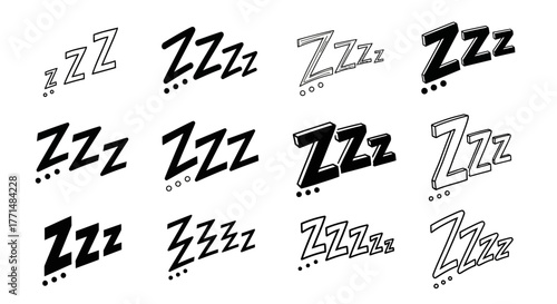 Cartoon Zzz Symbols for Sleep, Relaxation, and Comic Effects