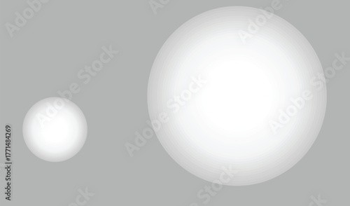 Two white eggs of different sizes on a gray background