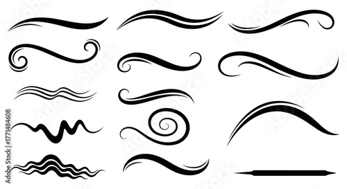 Elegant Black Swirls and Decorative Lines Vector Collection for Design and Enhancement