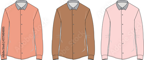 Three Button-Up Shirts in Different Colors for Fashion and Style