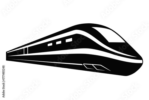 Bullet train silhouette vector, Japanese bullet train black symbol