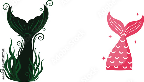 Mermaid Tails Fantasy Ocean Life and Magical Underwater Vector
