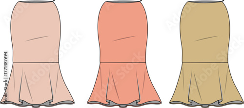 Elegant Pencil Skirt Designs A Collection of Stylish Skirt Illustrations for Fashion Concepts