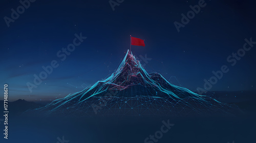 Conquer ambitious goals with this stunning digital mountain peak, symbolizing success, achievement, and reaching new heights in business and life