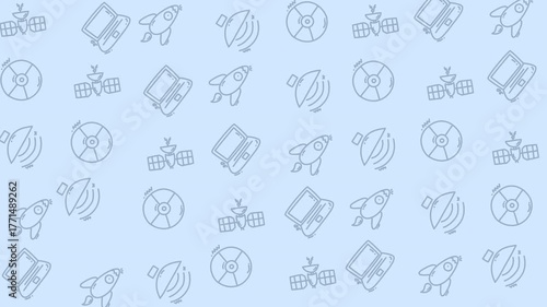 Retro technology wave pattern computer background with vintage floppy disks, cassette tapes, and old cell phones, representing digital evolution and communication history