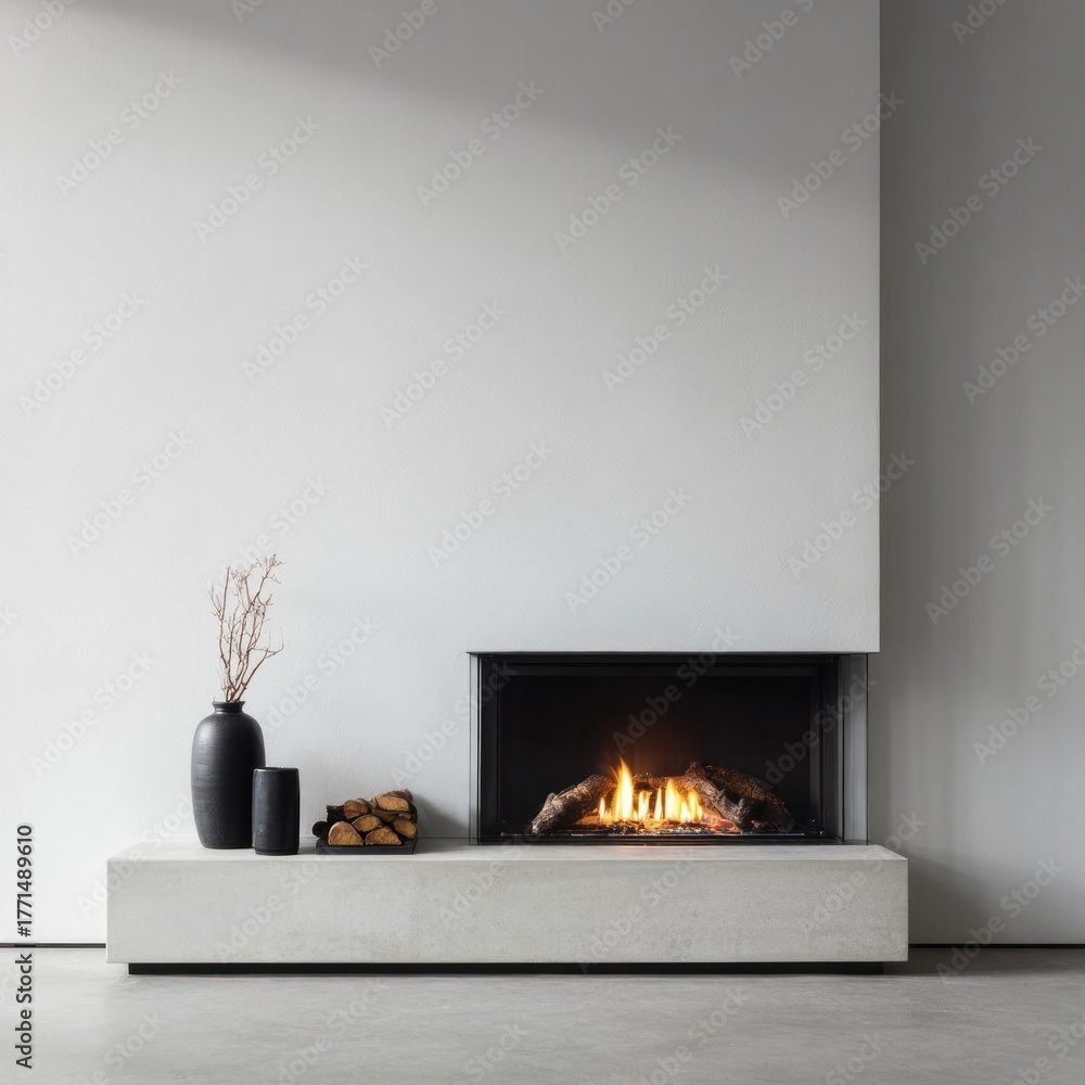 Naklejka premium Minimalist fireplace with modern decor.