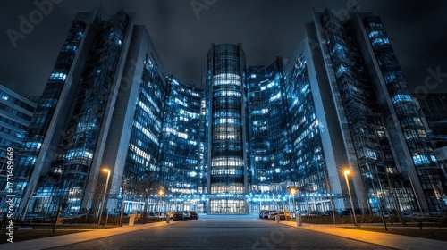modern business center at night.