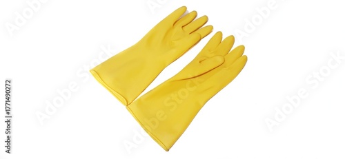 A Pair of Extra Thick Multipurpose Latex Rubber Gloves for Household Cleaning in Bright Yellow