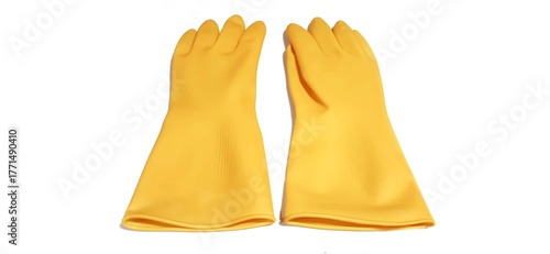 A Pair of Extra Thick Multipurpose Latex Rubber Gloves for Household Cleaning in Bright Yellow
