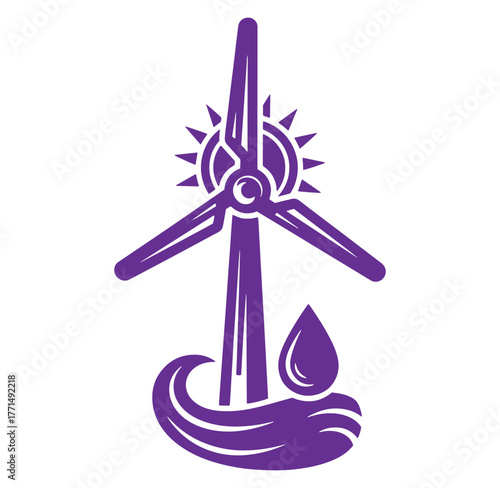 Renewable energy wind turbine symbol illustrating clean energy and sustainable resources
