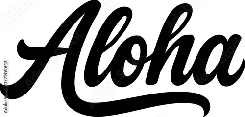 Aloha lettering a Hawaiian greeting in a bold script font perfect for travel and vacation designs