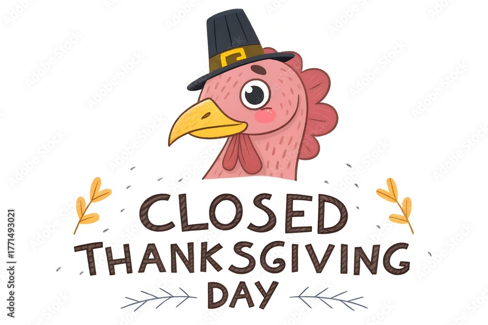 Obraz premium Closed Thanksgiving Day Turkey Sign