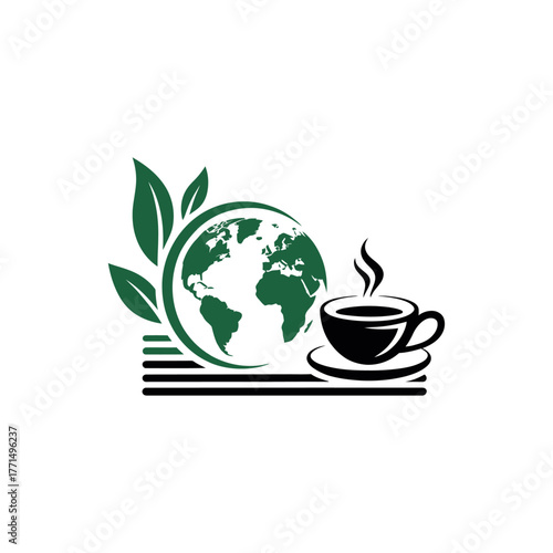 Global coffee nature logo