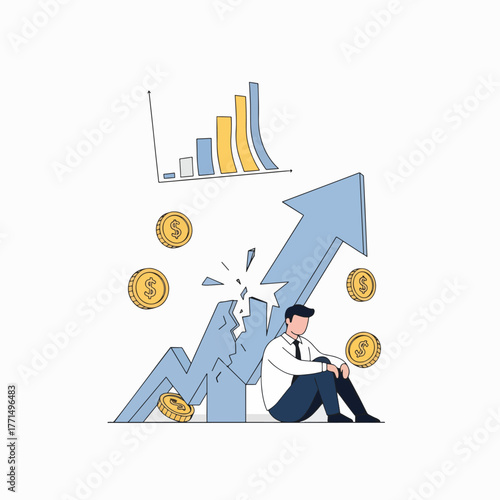 Economic Downturn Financial Crisis, Stock Market Crash Concept