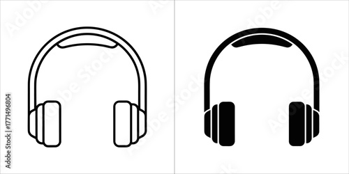 Line art and silhouette of overear headphones