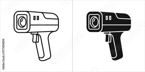 Two radar gun icons, one outlined and one filled black, on a