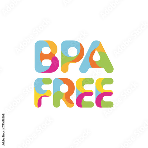 BPA Free colorful text design on white background  