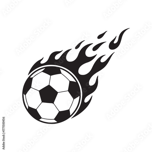 Flaming Soccer Ball Flying Silhouette Icon