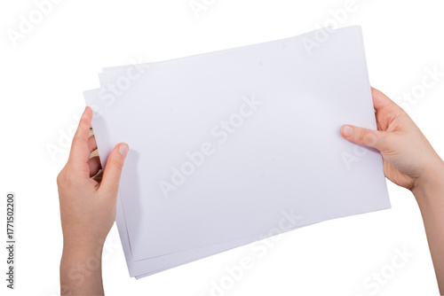 hand holding blank paper