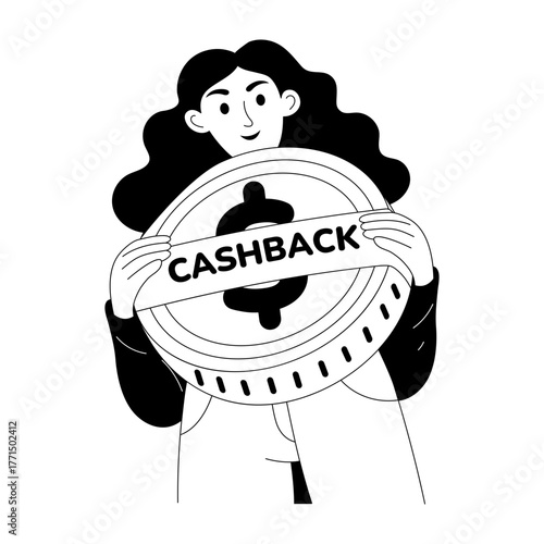 A drawing style illustration representing cashback