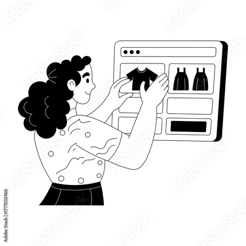 A sketchy style illustration showing shopping website