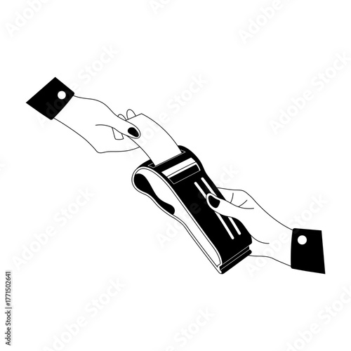 Hand drawn style illustration depicting pos terminal