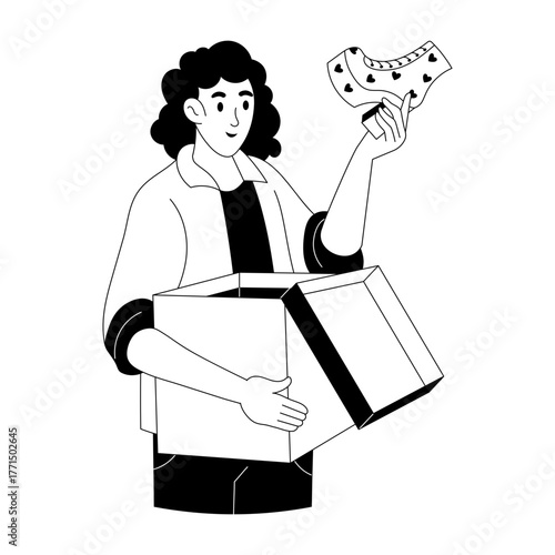 A sketchy style illustration showing unboxing package