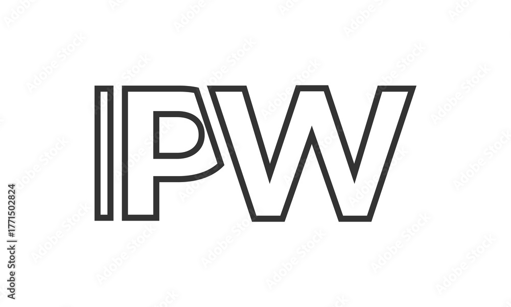 Fototapeta premium IPW logo design template with strong and modern bold text. Initial based vector logotype featuring simple and minimal typography. Trendy company identity.