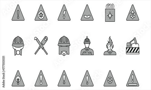 Set of Warning Icons for Industrial and Workplace Safety