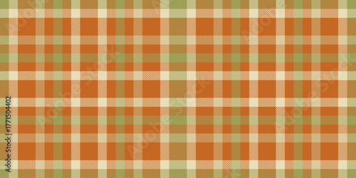 Close-up plaid texture vector, sparse tartan background seamless. Hispanic pattern textile check fabric in orange and yellow colors.