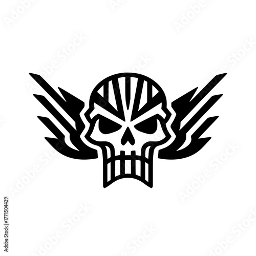 Winged Skull Illustration in Tribal Style