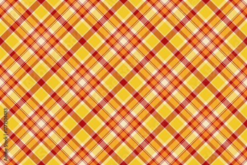 Direct tartan background vector, father textile seamless check. Luxurious plaid fabric pattern texture in bisque and red colors.