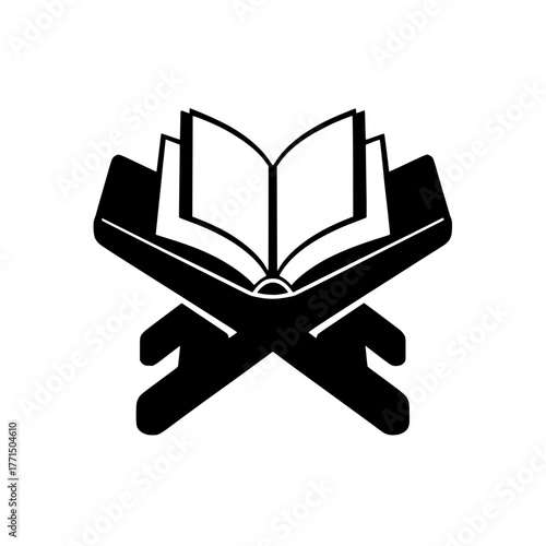Silhouette of Open Holy Book on Rehal