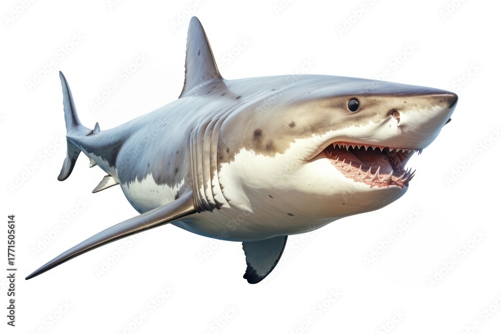 Fototapeta premium Shark animal fish white background.