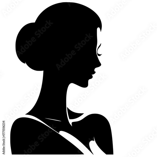Silhouette portrait of pensive woman