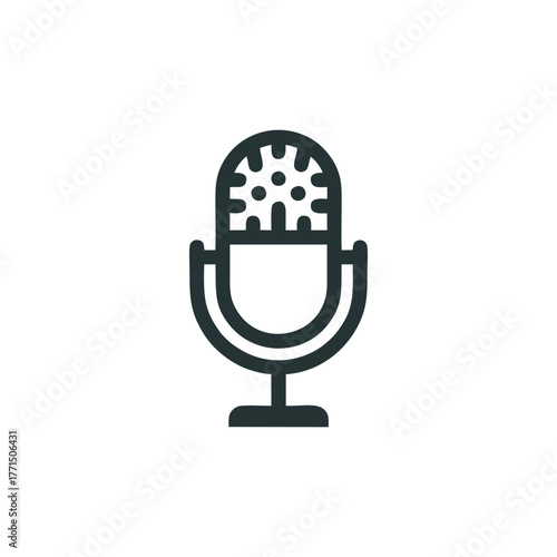 Dark Retro Microphone Icon - Broadcasting, Podcast, and Recording Symbol