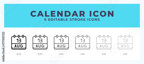 Calendar august line icon. For web. And mobile app. Vector illustration.