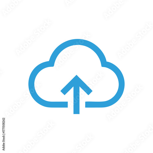 Blue Cloud Upload Icon - Data Storage, Backup, and File Transfer Symbol