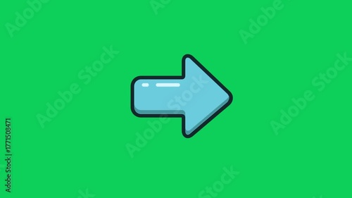 Dynamic teal arrow pointing right on a vibrant green background, signifying progress and forward movement in a clean, modern design.