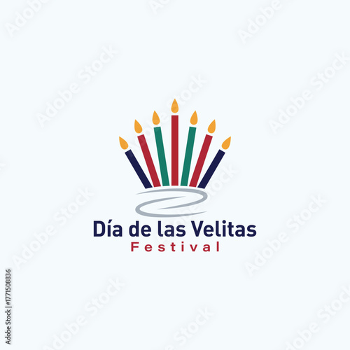Da de las Velitas Festival Logo with Colorful Candles