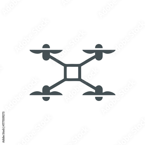 Gray Quadrocopter Drone Icon - Aerial Photography and Delivery Technology Symbol