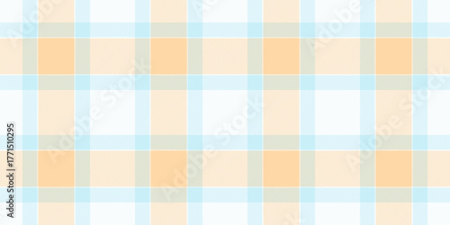 Composition vector check fabric, 1940s texture plaid background. Trousers tartan pattern seamless textile in mint cream and orange colors.