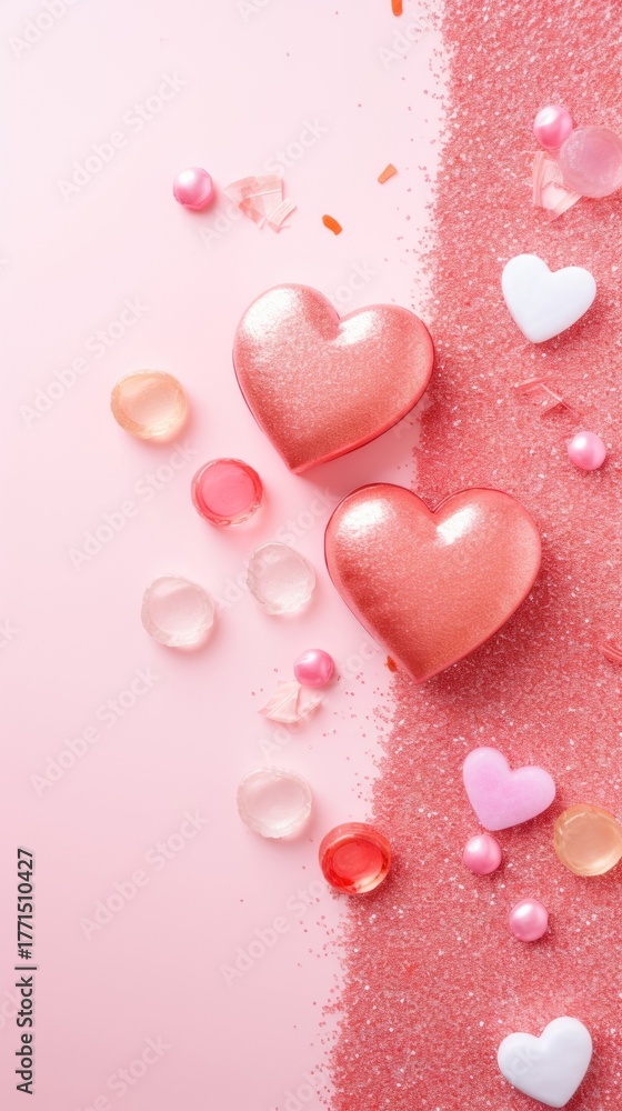 Obraz premium Candies and hearts love backgrounds celebration.