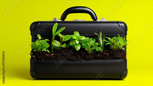 Briefcase with soil and sma...