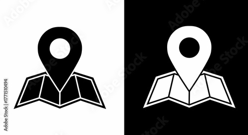 Location map pointer icon for navigation and travel concept